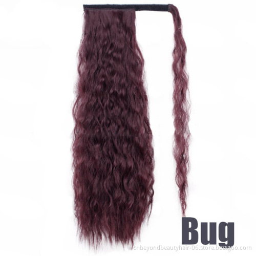 wholesale Private Label Cruly Synthetic ponytail Hair  Ribbon ponytail for Women Natural Hair wrap around ponytail